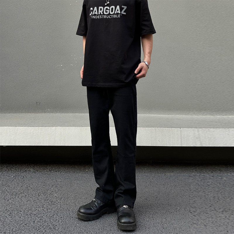 早秋美高街纯黑色弹力修身直筒大码微喇情侣牛仔裤男K860-P50,男装牛仔裤,星座205