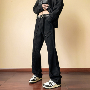 早秋新款美式高街设计感直筒宽松牛仔裤男休闲长裤 K833-P65 控88图片