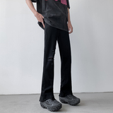 秋冬美式vibe高街弹力黑色修身直筒微喇排扣牛仔裤男K884-P55，男装牛仔裤，星座205