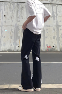 早秋 高街字母微喇叭牛仔裤男 欧美式宽松潮牌嘻哈裤子 KA08-P55图片