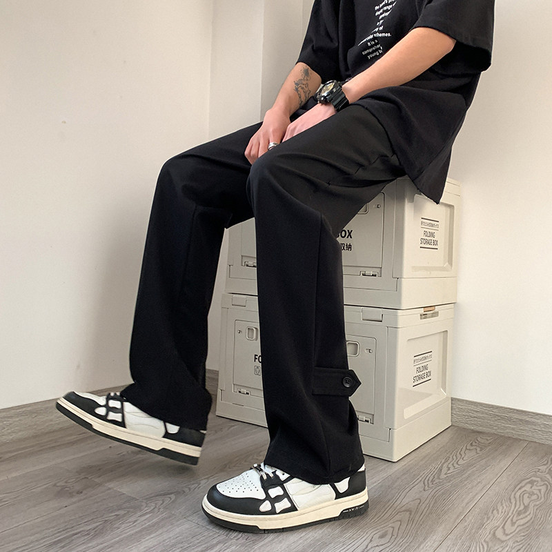 美式高街宽松百搭修身扣子休闲裤男直筒西裤KK377-P50,男装休闲裤,星座205