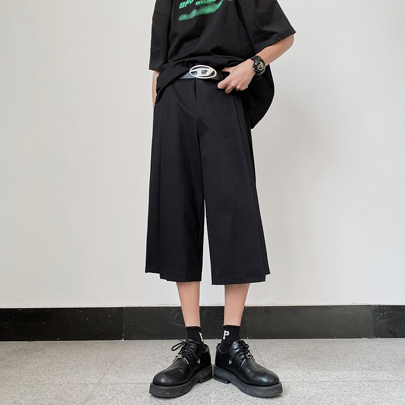 夏季冰丝高级感山本耀司休闲设计感不规则七分西裤男K787-P45，男装西裤，星座205