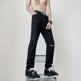 黑色膝盖破洞修身小脚弹力纯色牛仔裤男K802-K862-K867-P50控78，男装牛仔裤，星座205