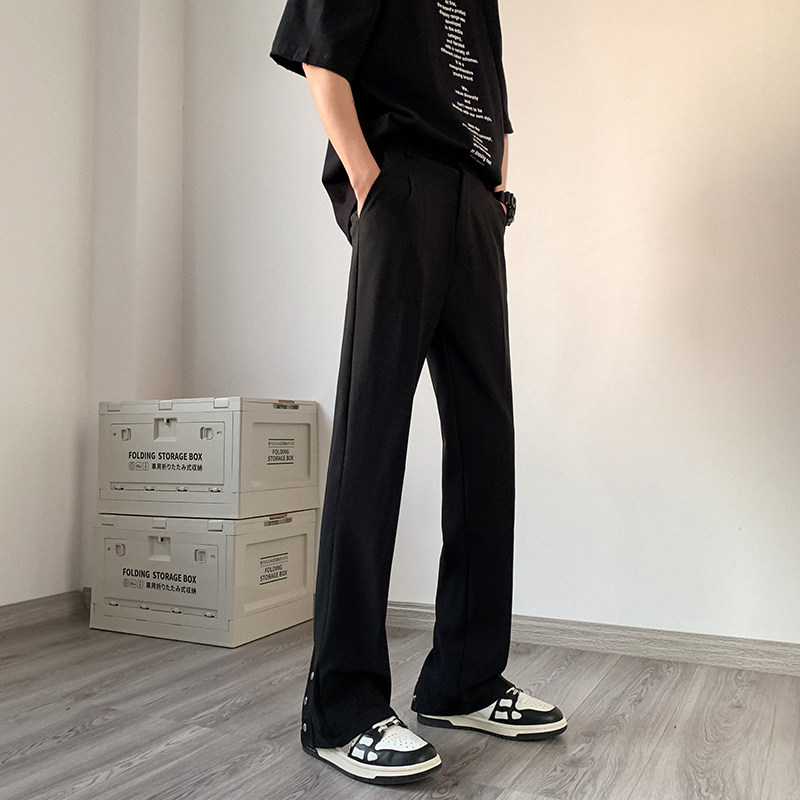 高街vibe开叉排扣高级感休闲裤男修身直筒西裤女KK366-P65-控88,男装西裤,星座205