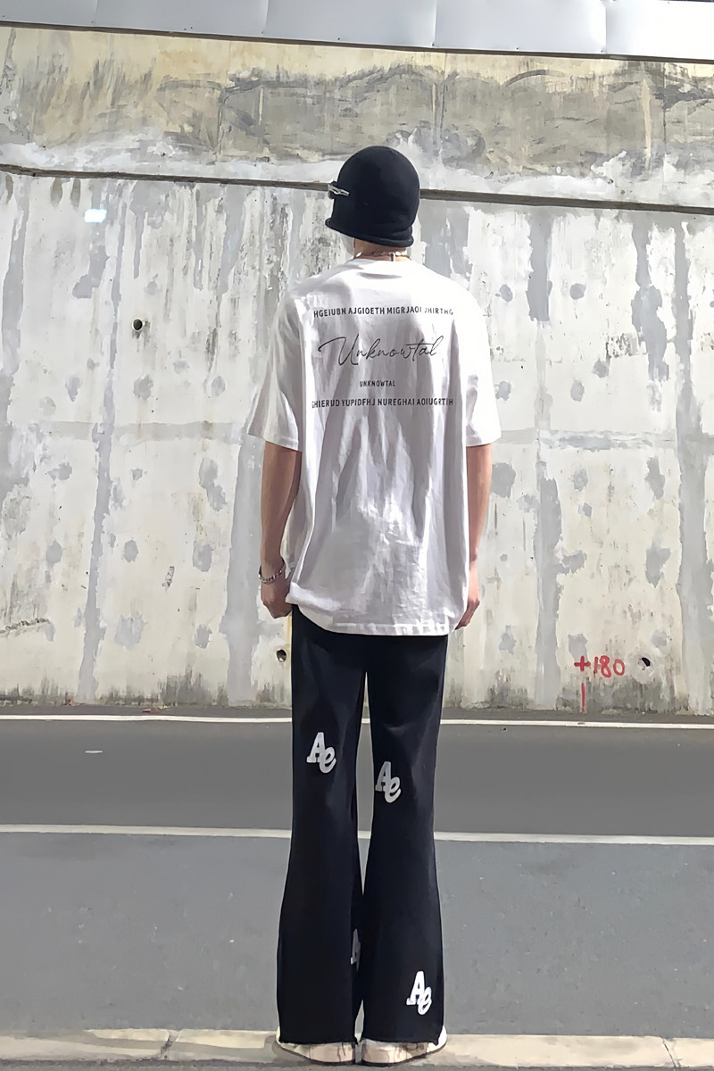 早秋高街字母微喇叭牛仔裤男欧美式宽松潮牌嘻哈裤子KA08-P55,男装牛仔裤,星座205