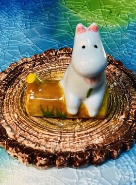 瓷蓓高温卡通姆明超萌情侣河马筷架日式杂货陶瓷小摆件笔架