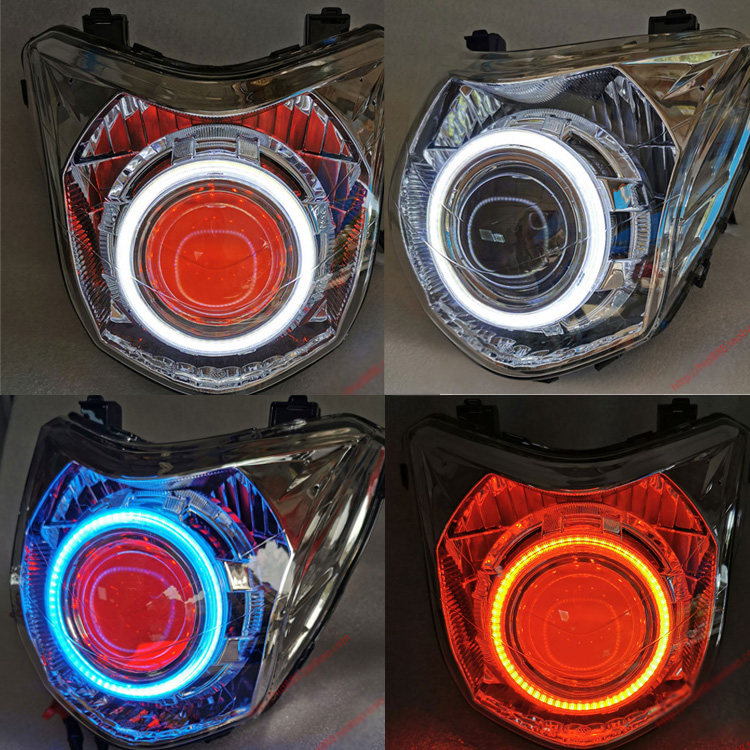 新款无损led双光透镜大灯总成 幻影(战神)天使眼恶魔魔眼led透镜
