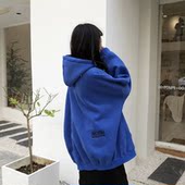 cec卫衣女加绒加厚韩版 潮bf原宿学生宽松蓝色社会ins超火外套冬季