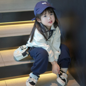 女童运动套装春秋2023新款儿童休闲卫衣网红两件套女宝宝洋气春装