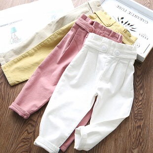 女童装春夏2023新款宽松休闲裤韩版儿童宝宝弹力纯棉萝卜裤老爹裤