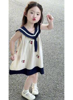 女童连衣裙2026新款夏日儿童韩版学院风裙子洋气女宝宝可爱公主裙