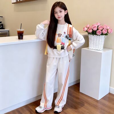 小女孩独特漂亮套装2026超火女童休闲运动开春卫衣裤两件套时尚韩
