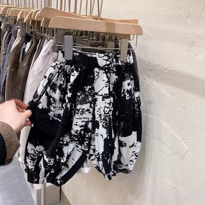 2025韩国男女童宝宝水墨画防蚊裤夏天印花灯笼裤休闲潮范五分裤子