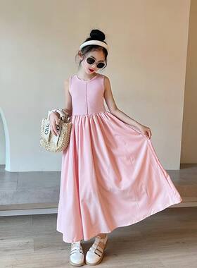 女童连衣裙夏季2026新款儿童女孩夏装粉色裙子大童夏天洋气吊带裙