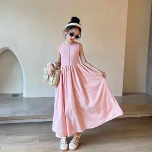 女童连衣裙夏季2025新款儿童女孩夏装粉色裙子大童夏天洋气吊带裙