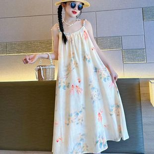 女童夏装连衣裙2025新款女孩吊带裙洋气中大儿童夏日海边沙滩裙子