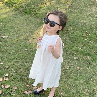 宝宝夏季 背心白色连衣裙 连衣裙2025连衣裙儿童女森系清新蕾丝无袖