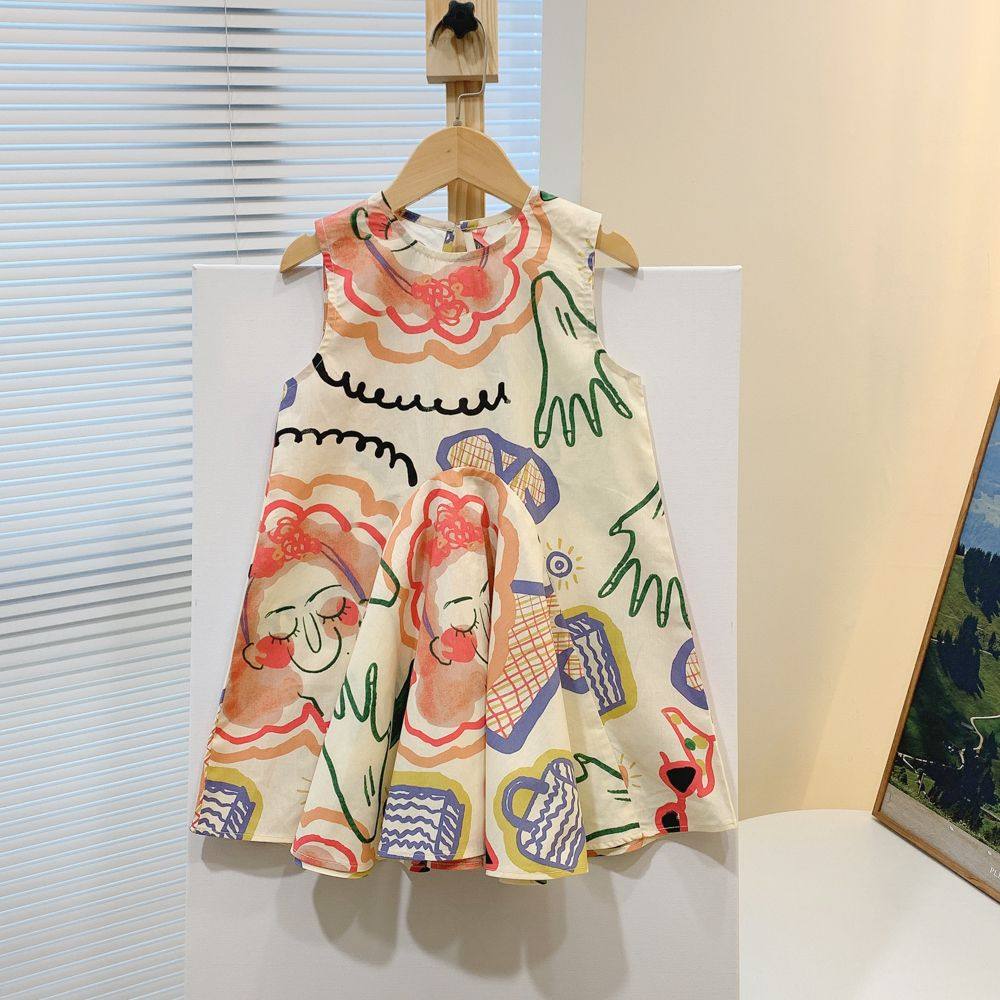 夏季女童无袖连衣裙2025新款韩版涂鸦裙子幼儿印染画画背心裙,童装/婴儿装/亲子装,连衣裙,淘宝优惠券,粉丝福利购,淘宝优惠卷