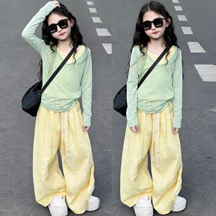 女童多巴胺春季套装2026新款洋气女孩儿童好看长袖女大童三件套潮