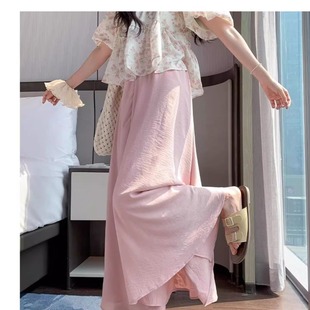 高腰a字休闲阔腿裤 女童白色裙裤 薄款 夏季 小个子半身裙 女2025新款