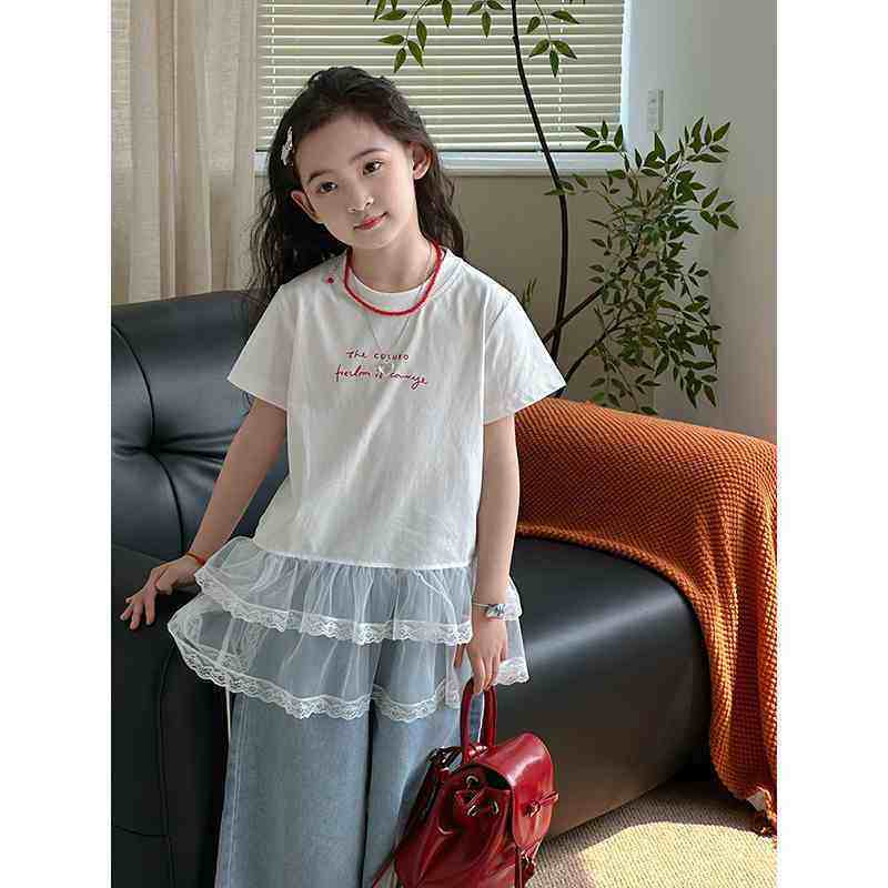 女童T恤2025夏季新款儿童网纱拼接上衣中大童韩版休闲短袖打底衫,童装/婴儿装/亲子装,T恤,淘宝优惠券,粉丝福利购,淘宝优惠卷