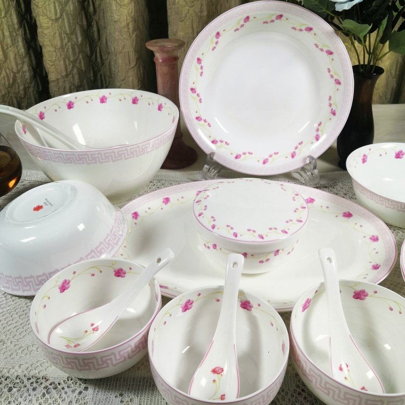 唐山骨瓷餐具套装家用碗碟盘子