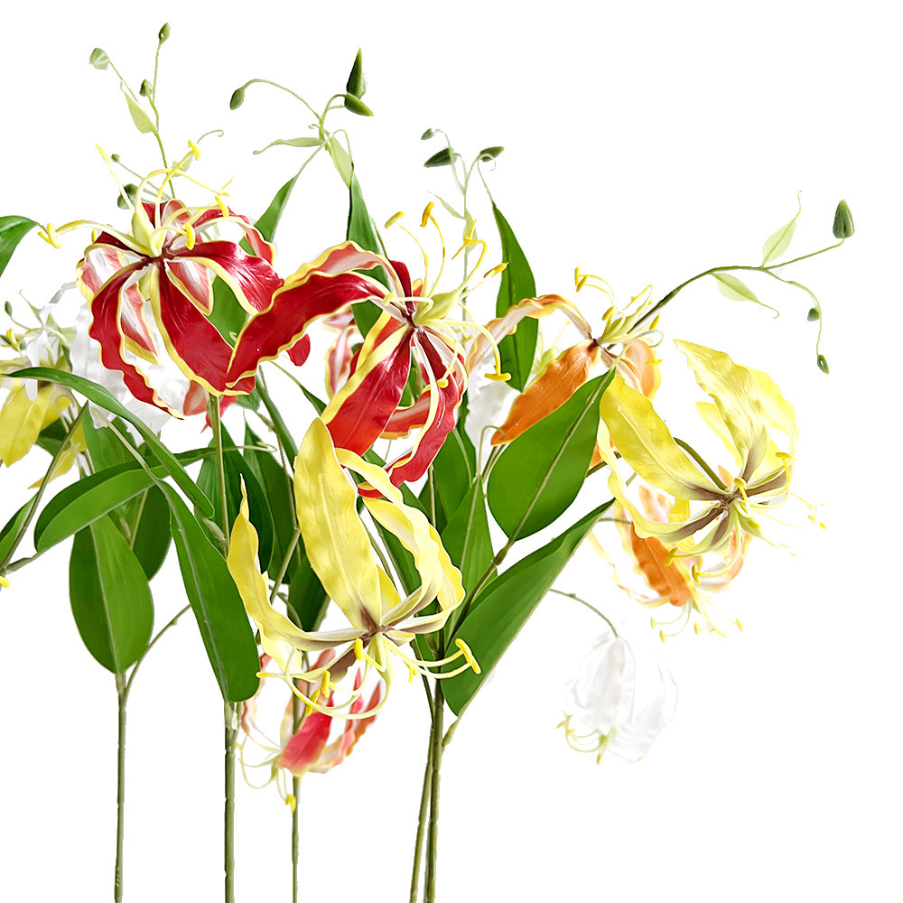 仿真单支火焰百合白黄桔红色嘉兰花艺婚礼庆布景装饰摄影道具摆设