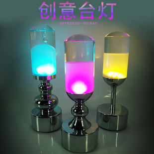 酒吧夜店餐厅咖啡吧LED充电金属底坐亚克力告型烛台灯服务桌面灯