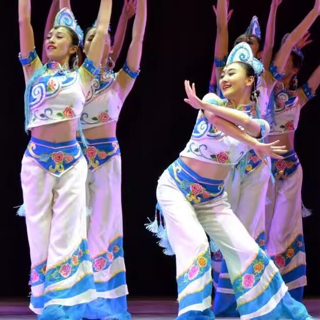彝族舞蹈服装 踩云彩服装 跳烟盒桃李杯苗族民族舞蹈演出表演服W
