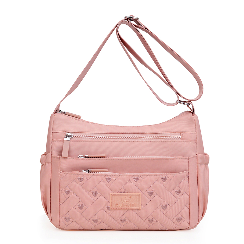 百搭尼龙布大容量刺绣单肩妈妈包