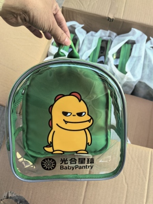 儿童可爱卡通图案透明PVC外出游玩ins小背包多功能防水收纳袋