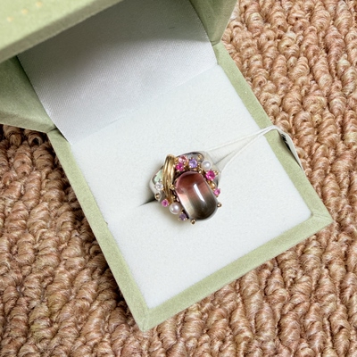 【福原佐智】13.9g  8.21ct  d0.01ct  18K/pt900 中古戒指