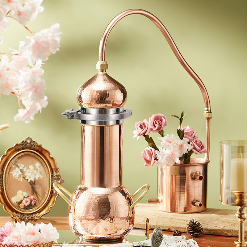 蒸馏器家用小型纯露机紫铜古法纯露蒸馏机精油提炼器威士忌提取器
