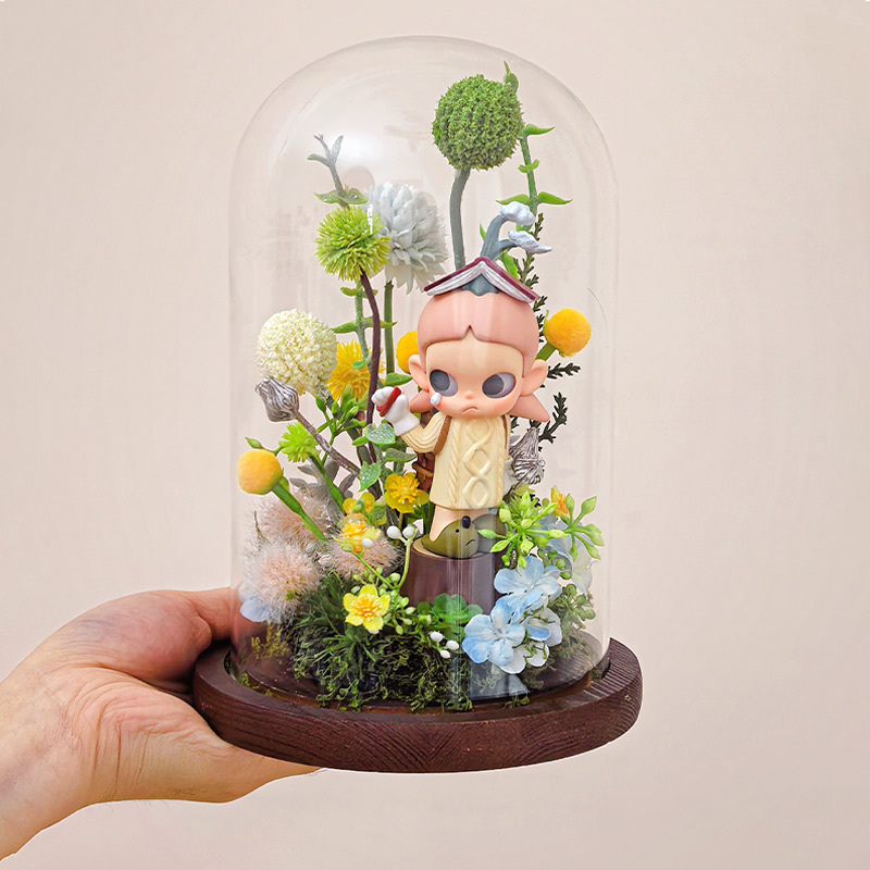 阿楹 餐边酒柜展示架盲盒手办玻璃罩造景小摆件氛围花艺闺蜜礼物