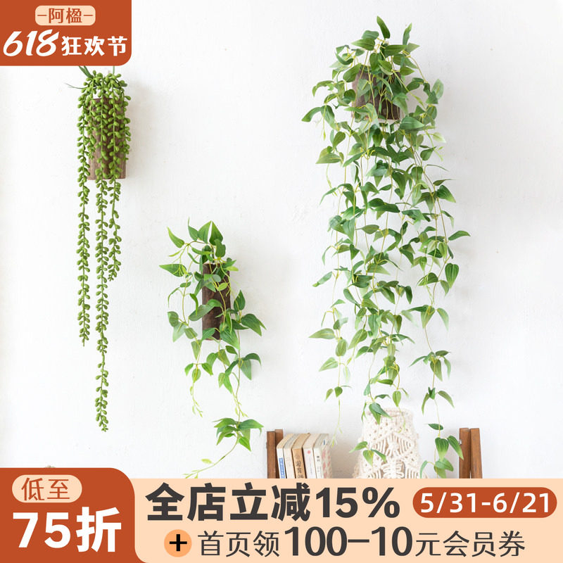 阿楹 墙上仿真植物装饰壁挂花盆 吊垂藤阳台创意墙面绿植小悬挂件