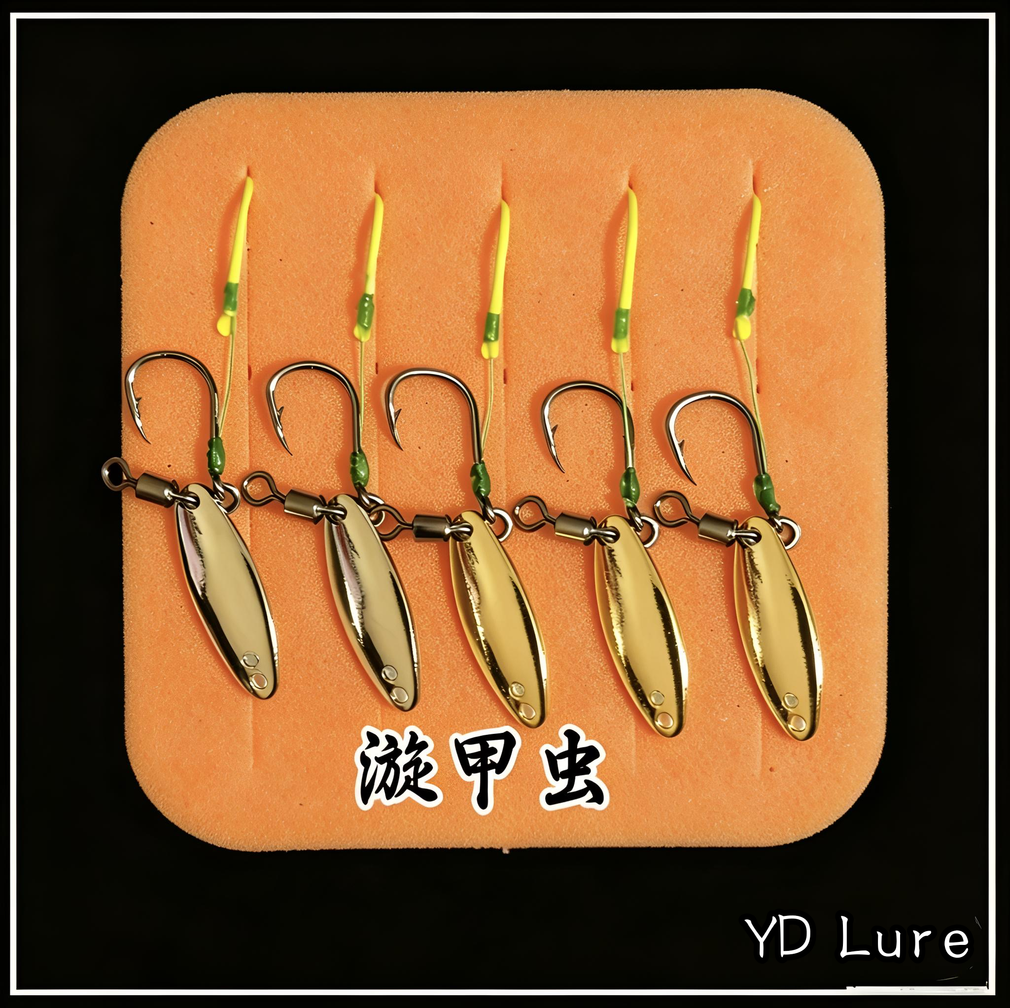 八字环天外寻仙微物5*15mm叩甲虫改进型双钩瓜子亮片钓组 套装5副