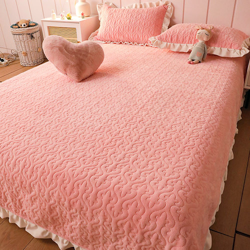 采馨牛奶绒防滑床盖三件套可水洗