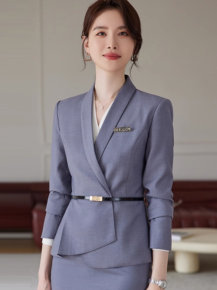2025秋冬季女职业套装外套新款修身长袖显瘦珠宝店酒店前台工作服