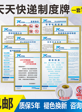 天天快递管理制度牌套餐装服务项目承诺投诉受理禁寄物品图例收寄验视认定标准寄递代理点上墙牌标识牌子定制