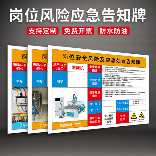 岗位安全风险告知卡机械PVC定制
