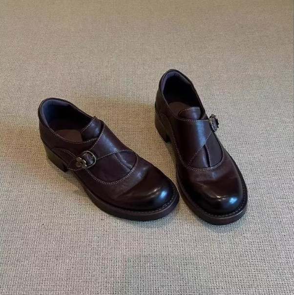 真皮英伦风厚底乐福鞋女