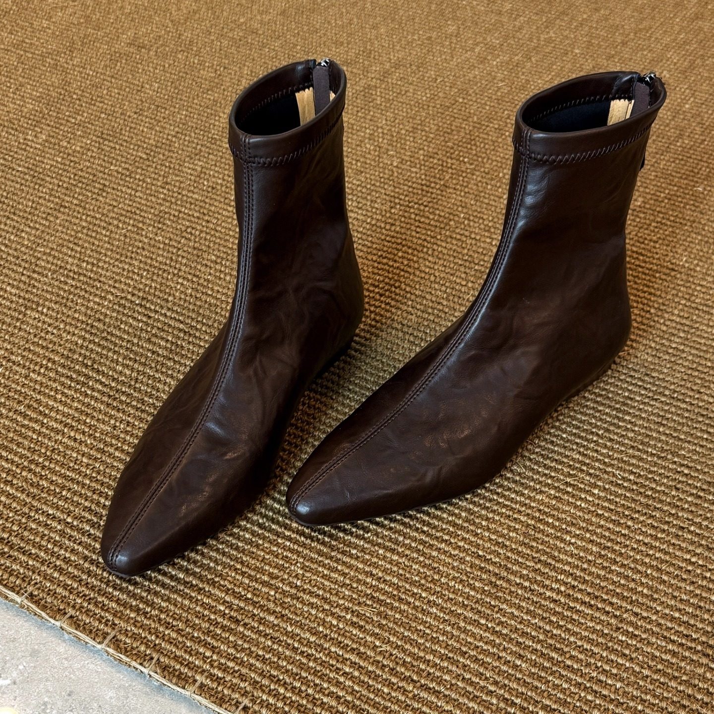 羊皮版~复古尖头内增高短筒弹力瘦瘦靴女2025新款简约百搭时装靴,女鞋,时装靴,淘宝优惠券,粉丝福利购,淘宝优惠卷