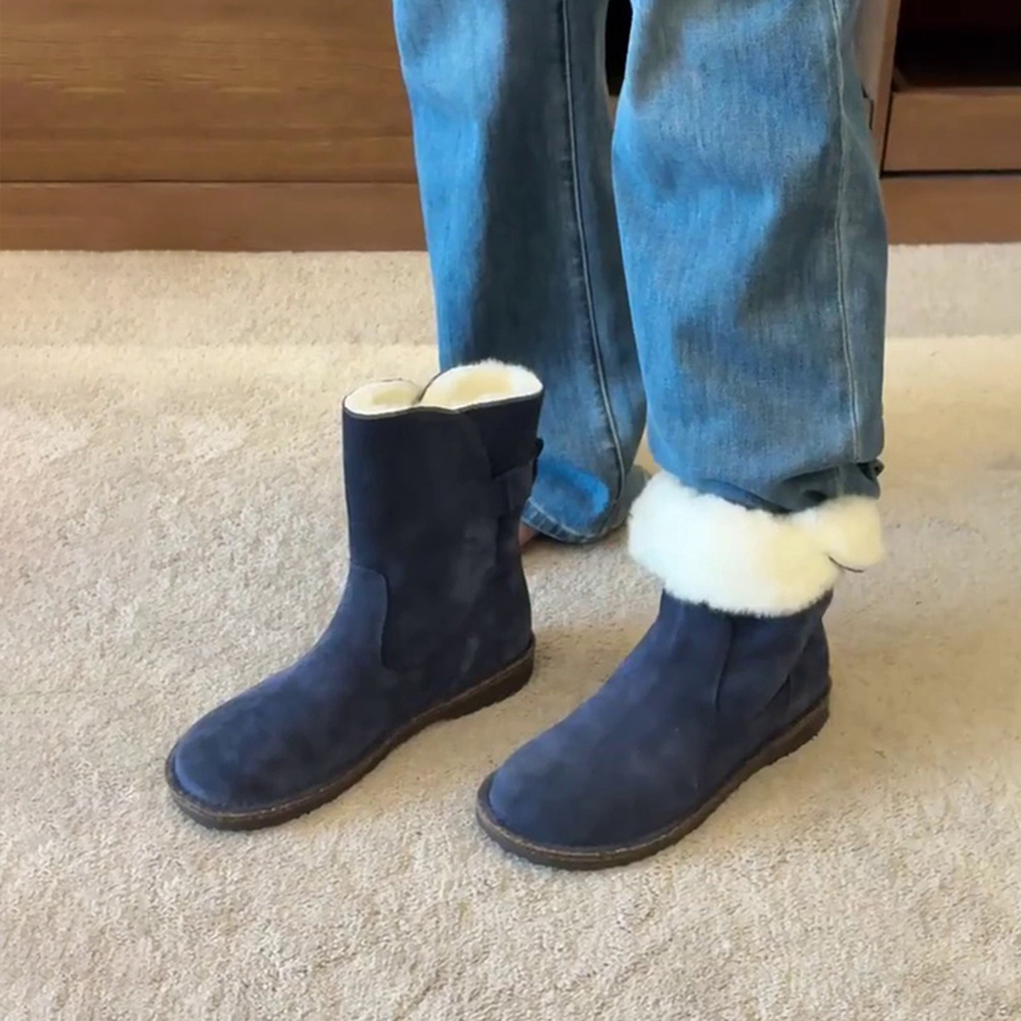 牛皮版~复古加绒加厚雪地靴两穿保暖毛毛靴女低跟短筒靴圆头棉靴,女鞋,时尚雪地靴,淘宝优惠券,粉丝福利购,淘宝优惠卷