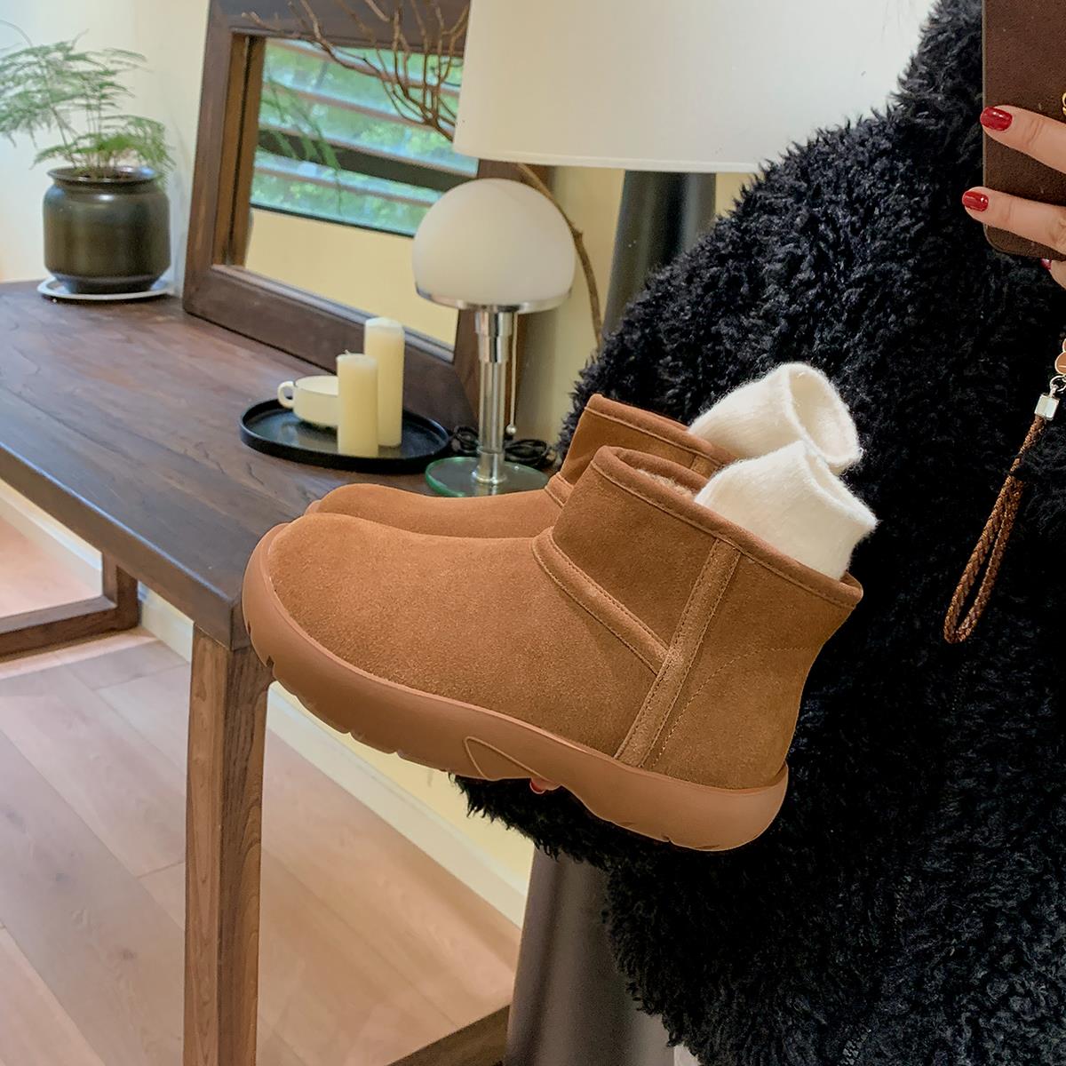 厚底短筒雪地靴保暖加绒短靴