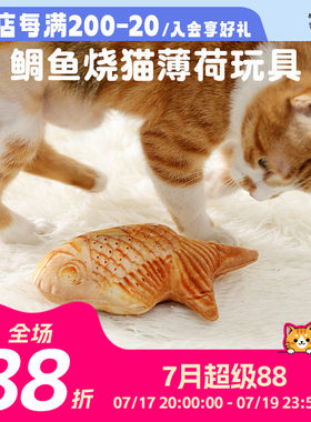 宠物玩具毛绒鲷鱼烧猫草包
