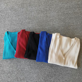 罗纹百搭高弹V领细坑条100真丝针织长袖 开衫 蚕丝女春秋外套上衣新