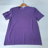 条纹100%针织真丝圆领宽松桑蚕丝休闲短袖 柔软夏季 女款 新品 T恤衫