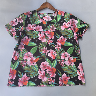 绿花软糯 真丝棉透气衬衫女短袖t恤圆领套头衫桑蚕丝上衣百搭新品