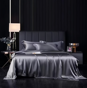 捡漏高货大牌重磅真丝四件套100%桑蚕丝被套素绉缎床品宽幅被罩新