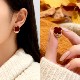 复古安可拉红色四叶草珠珠耳钉2026新款 简约高级感耳环时尚 耳饰